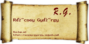 Récsey György névjegykártya